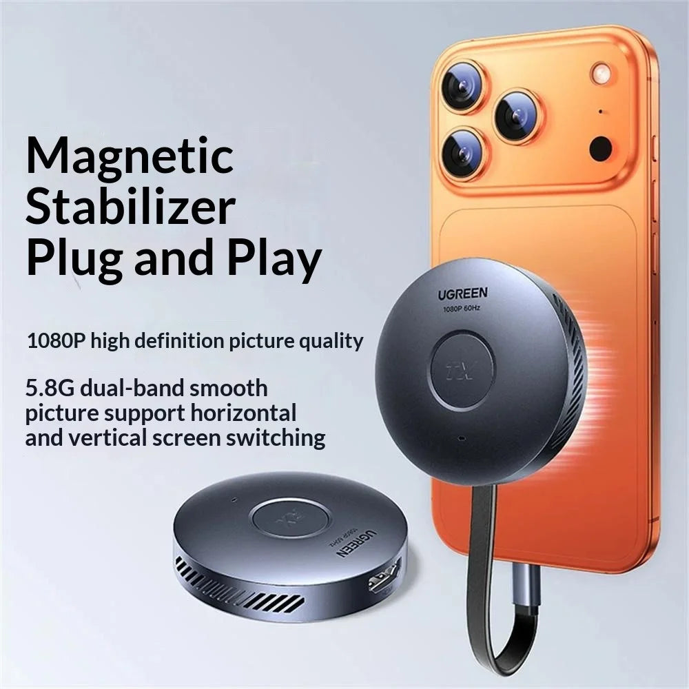 UGREEN S309-75500 Type-C Magnetic Phone Screen Mirroring Dongle HD 1080P / 60Hz 5.8G Wireless Transmitter and Receiver Kit - 3