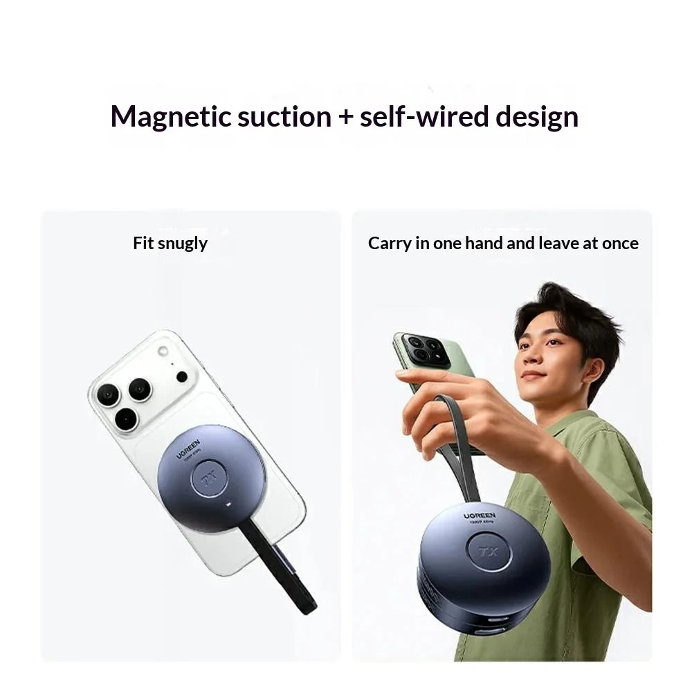 UGREEN S309-75500 Type-C Magnetic Phone Screen Mirroring Dongle HD 1080P / 60Hz 5.8G Wireless Transmitter and Receiver Kit - 7