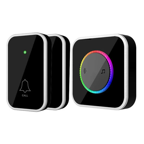 M488 433.92MHz Wireless Doorbell 150-200m Range 45 Ringtones Cordless Doorbell Kit, 1 Bell + 2 Transmitters - Black/EU Plug - 1