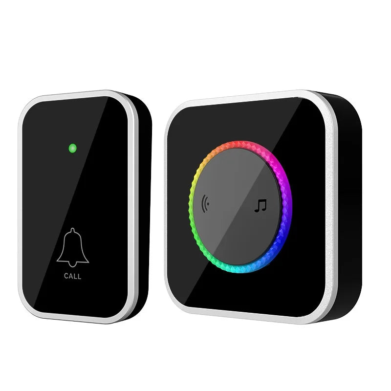 M488 433.92MHz Wireless Doorbell 150-200m Range 45 Ringtones Cordless Doorbell Kit, 1 Bell + 2 Transmitters - Black/EU Plug - 2