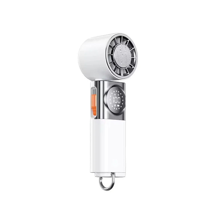 X80 Semiconductor Cooling Handheld Fan 100-Speed Adjustable Digital Display Pocket Fan with Power Bank Function - White - 2