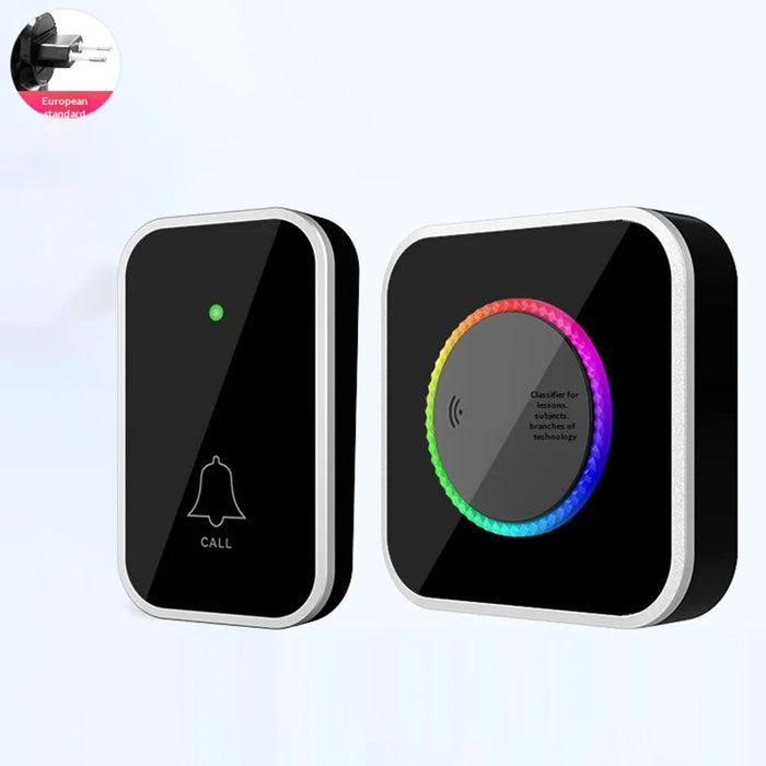 M488 433.92MHz Wireless Doorbell 150-200m Range 45 Ringtones Cordless Doorbell Kit, 1 Bell + 1 Transmitter - Black/EU Plug - 2