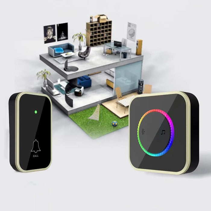 M488 433.92MHz Wireless Doorbell 150-200m Range 45 Ringtones Cordless Doorbell Kit, 1 Bell + 1 Transmitter - Black/EU Plug - 6