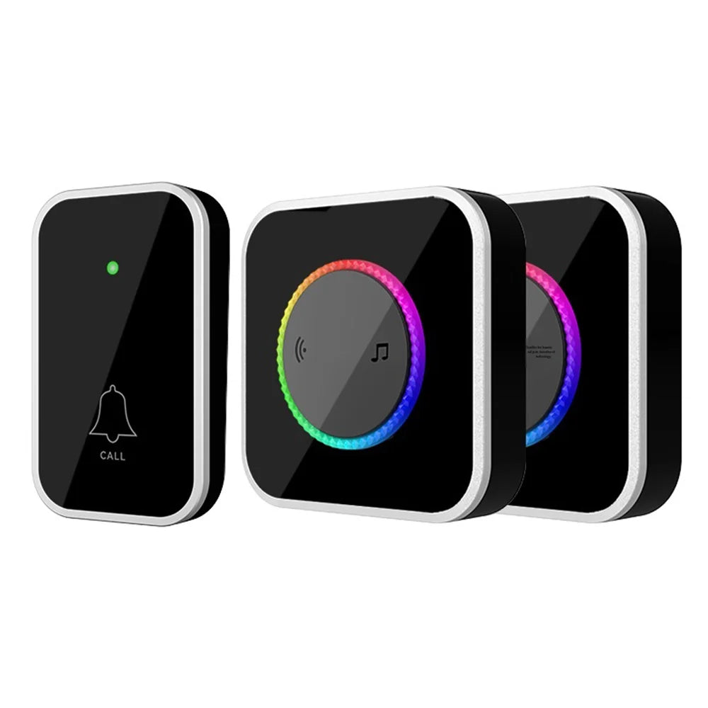 M488 433.92MHz Wireless Doorbell 150-200m Range 45 Ringtones Cordless Doorbell Kit, 2 Bells + 1 Transmitter - Black/EU Plug - 1