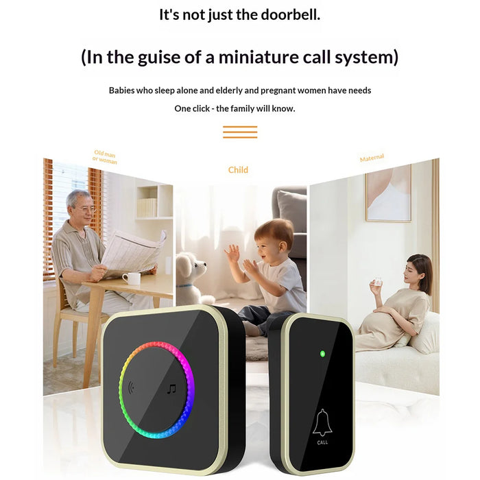 M488 433.92MHz Wireless Doorbell 150-200m Range 45 Ringtones Cordless Doorbell Kit, 2 Bells + 1 Transmitter - Black/EU Plug - 6