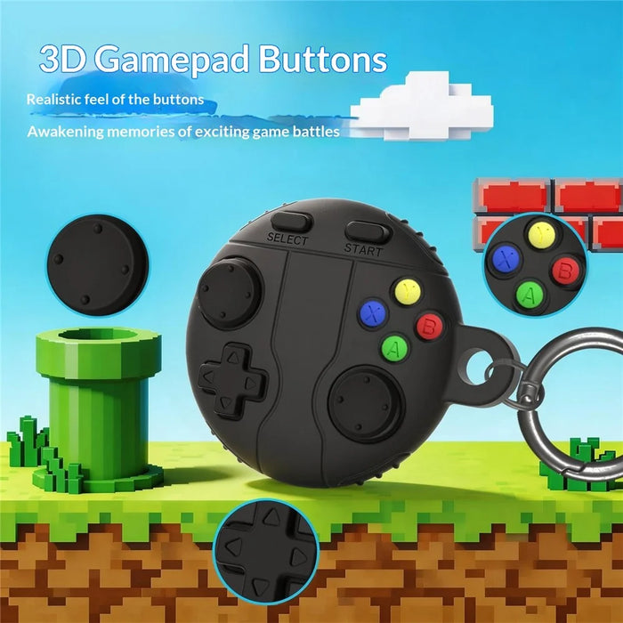For Apple AirTag Tracker Liquid Silicone Case Game Controller Design Protective Cover with Ring Buckle - Dark Grey - 3