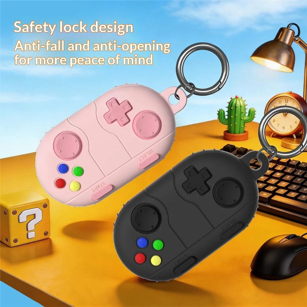 For Samsung Galaxy SmartTag2 Liquid Silicone Case Game Controller Design Protective Cover with Ring Buckle - Dark Grey - 4
