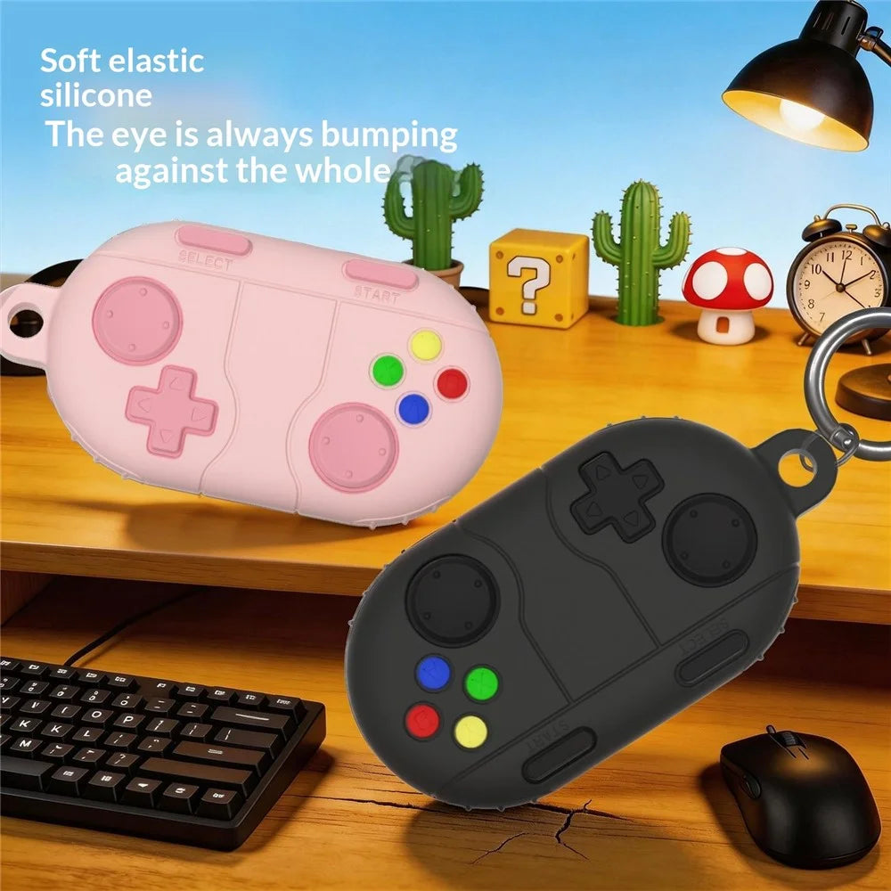 For Samsung Galaxy SmartTag2 Liquid Silicone Case Game Controller Design Protective Cover with Ring Buckle - Dark Grey - 5