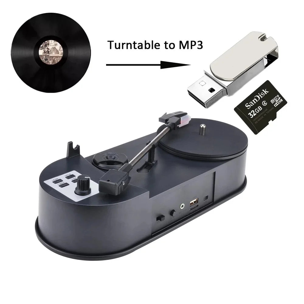 EZCAP 613 33/45RPM Turntable Player MP3 Converter Save Vinyl Music Records to TF Card/USB Disk with Built-in Speaker - 2