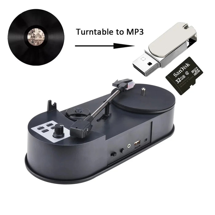 EZCAP 613 33/45RPM Turntable Player MP3 Converter Save Vinyl Music Records to TF Card/USB Disk with Built-in Speaker - 2