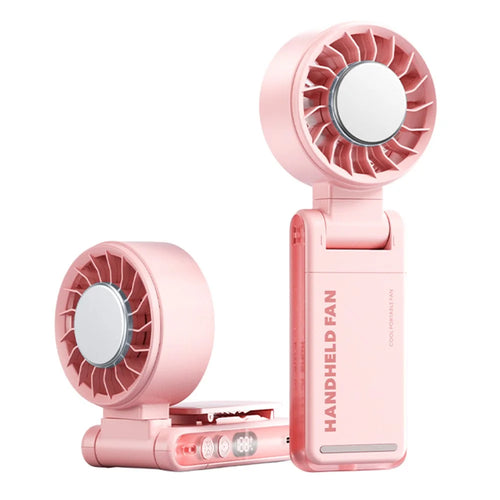 X50 Handheld High Speed Fan TEC Ice Cooling 3000mAh 5-Speed Multi-Scene Clip Design Portable Desktop Waist Fan for Outdoor Summer - Pink - 1