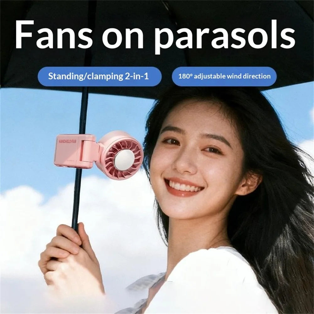 X50 Handheld High Speed Fan TEC Ice Cooling 3000mAh 5-Speed Multi-Scene Clip Design Portable Desktop Waist Fan for Outdoor Summer - Pink - 2