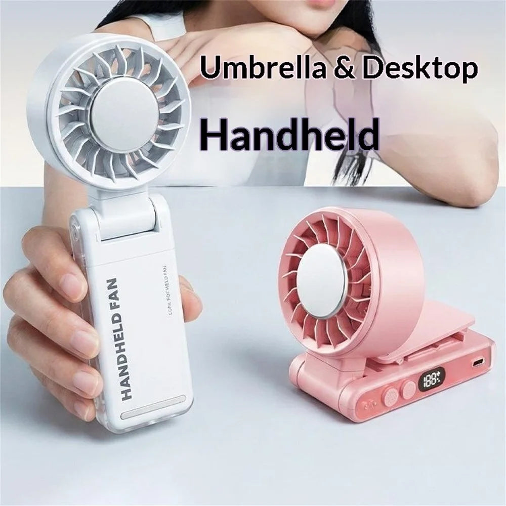 X50 Handheld High Speed Fan TEC Ice Cooling 3000mAh 5-Speed Multi-Scene Clip Design Portable Desktop Waist Fan for Outdoor Summer - Pink - 3