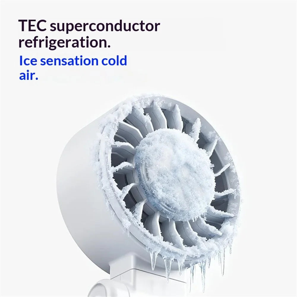 X50 Handheld High Speed Fan TEC Ice Cooling 3000mAh 5-Speed Multi-Scene Clip Design Portable Desktop Waist Fan for Outdoor Summer - Pink - 7