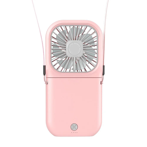 F20 Mini Handheld Fan 3000mAh 180 Degree Foldable 3-Speed USB Rechargeable Portable Neck Fan for Outdoor Travel - Pink - 1