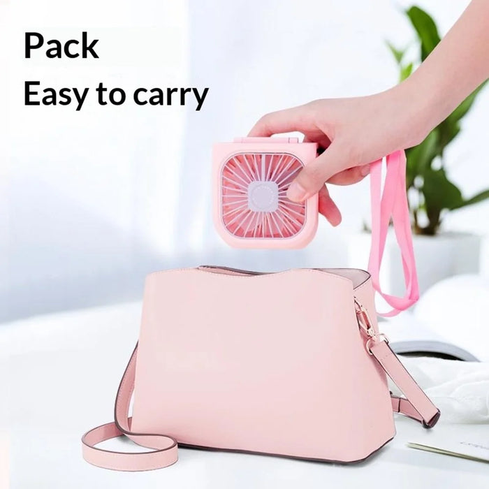 F20 Mini Handheld Fan 3000mAh 180 Degree Foldable 3-Speed USB Rechargeable Portable Neck Fan for Outdoor Travel - Pink - 3