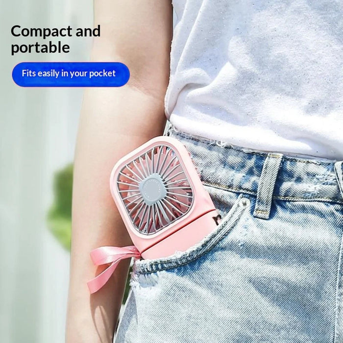 F20 Mini Handheld Fan 3000mAh 180 Degree Foldable 3-Speed USB Rechargeable Portable Neck Fan for Outdoor Travel - Pink - 4