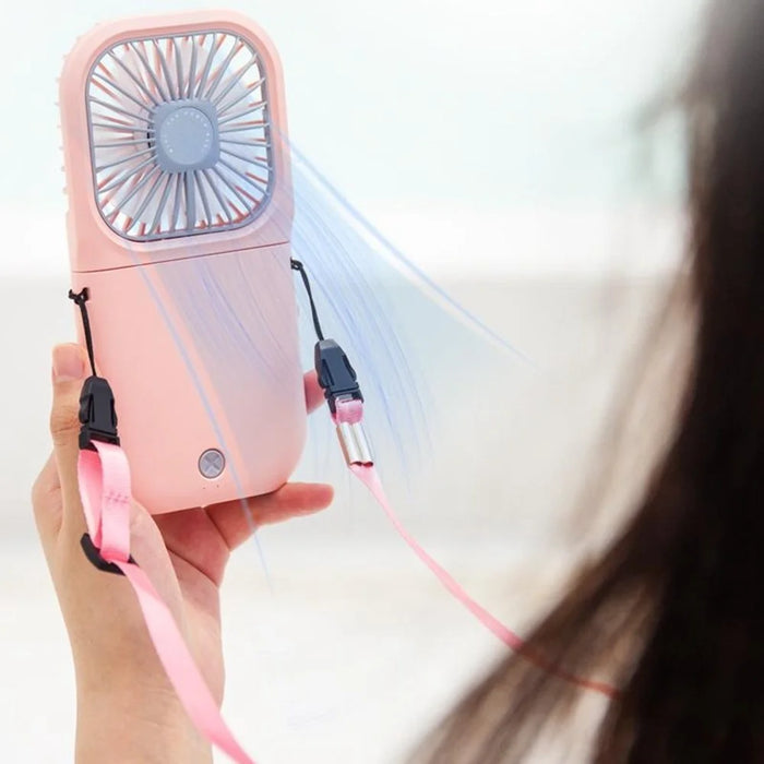 F20 Mini Handheld Fan 3000mAh 180 Degree Foldable 3-Speed USB Rechargeable Portable Neck Fan for Outdoor Travel - Pink - 5
