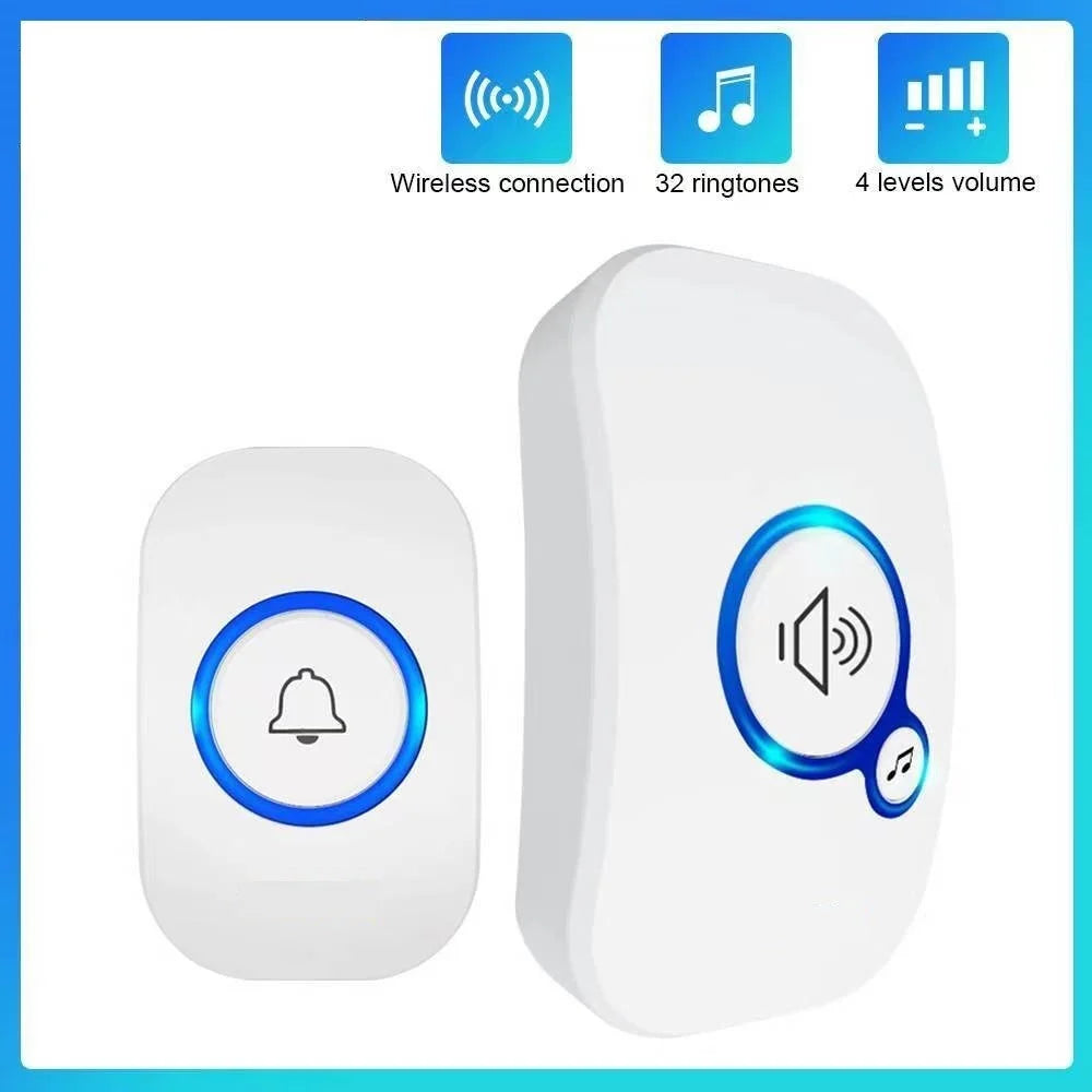 Wireless Doorbell 280m Range 32 Ringtones 4 Volume Levels Door Bell for Elderly Hospital Nursing Home (1 Transmitter+1 Receiver) - EU Plug - 2