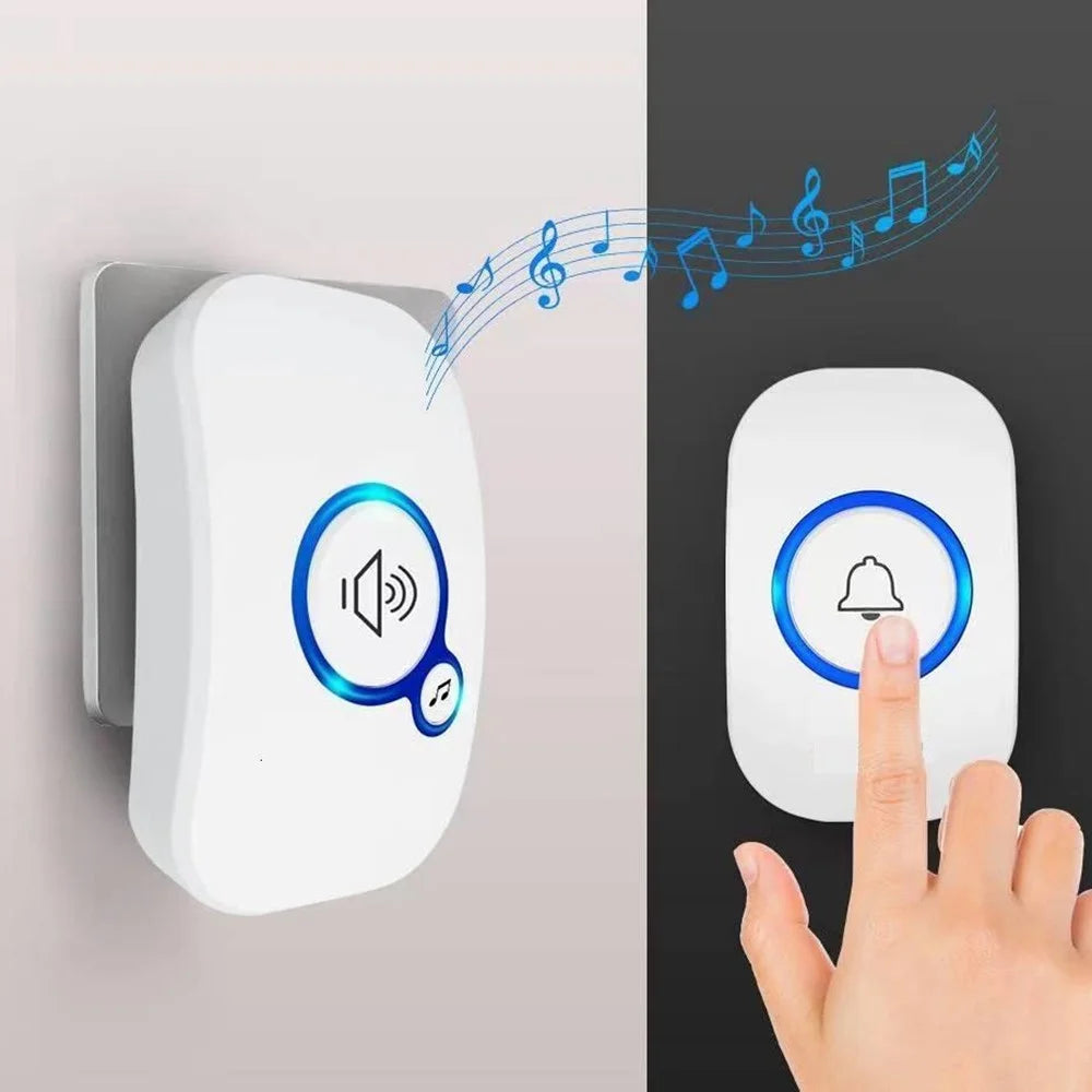 Wireless Doorbell 280m Range 32 Ringtones 4 Volume Levels Door Bell for Elderly Hospital Nursing Home (1 Transmitter+1 Receiver) - EU Plug - 4