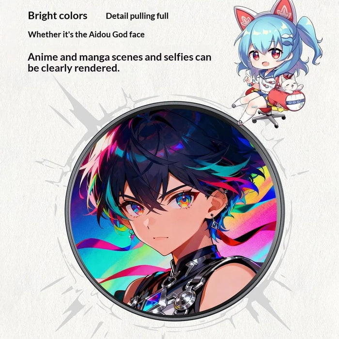 BW01 Electronic Badge 1.85 Inch Touchscreen Bluetooth-compatible Anime Display Brooch Pin for Cosplay Events - Black - 2
