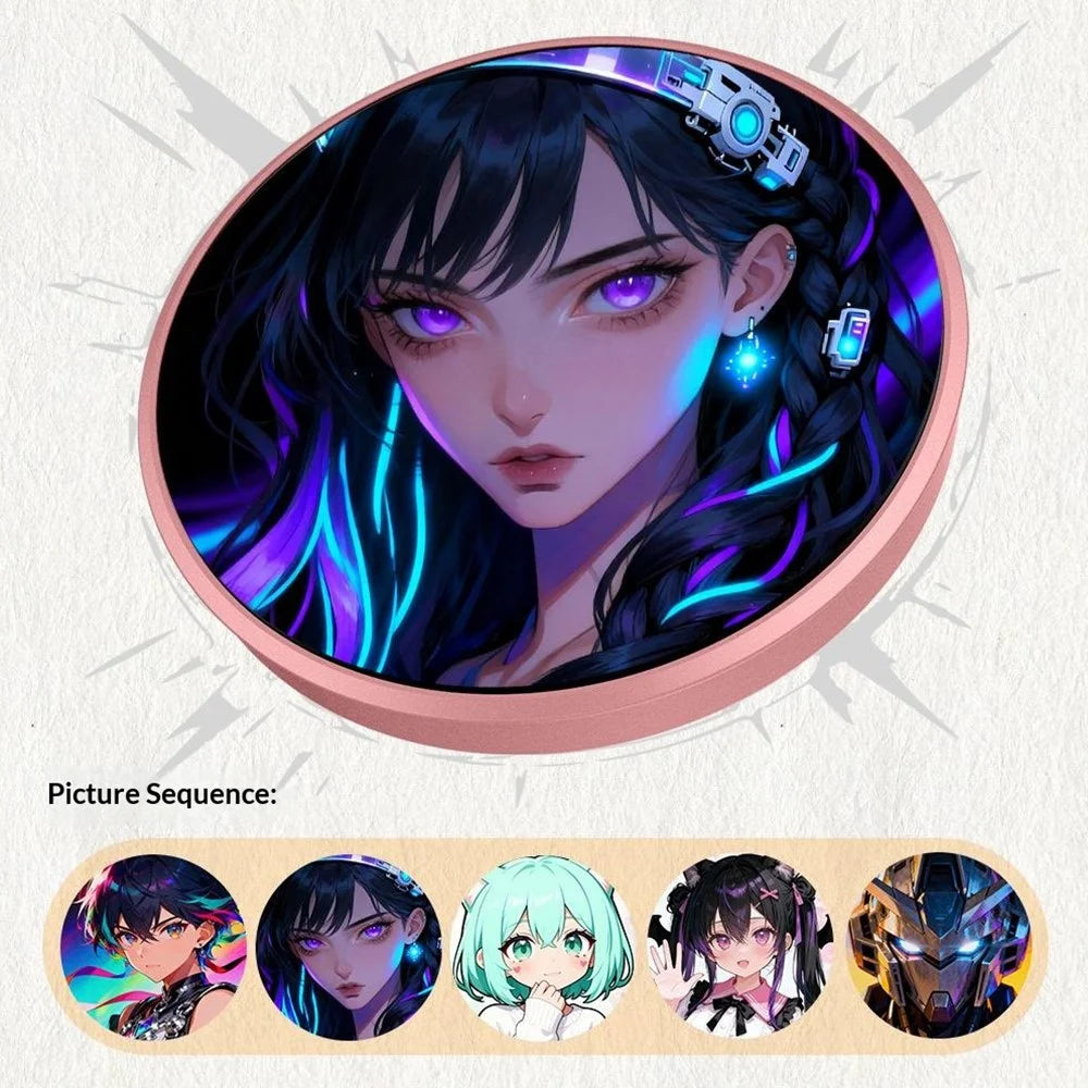BW01 Electronic Badge 1.85 Inch Touchscreen Bluetooth-compatible Anime Display Brooch Pin for Cosplay Events - Black - 4