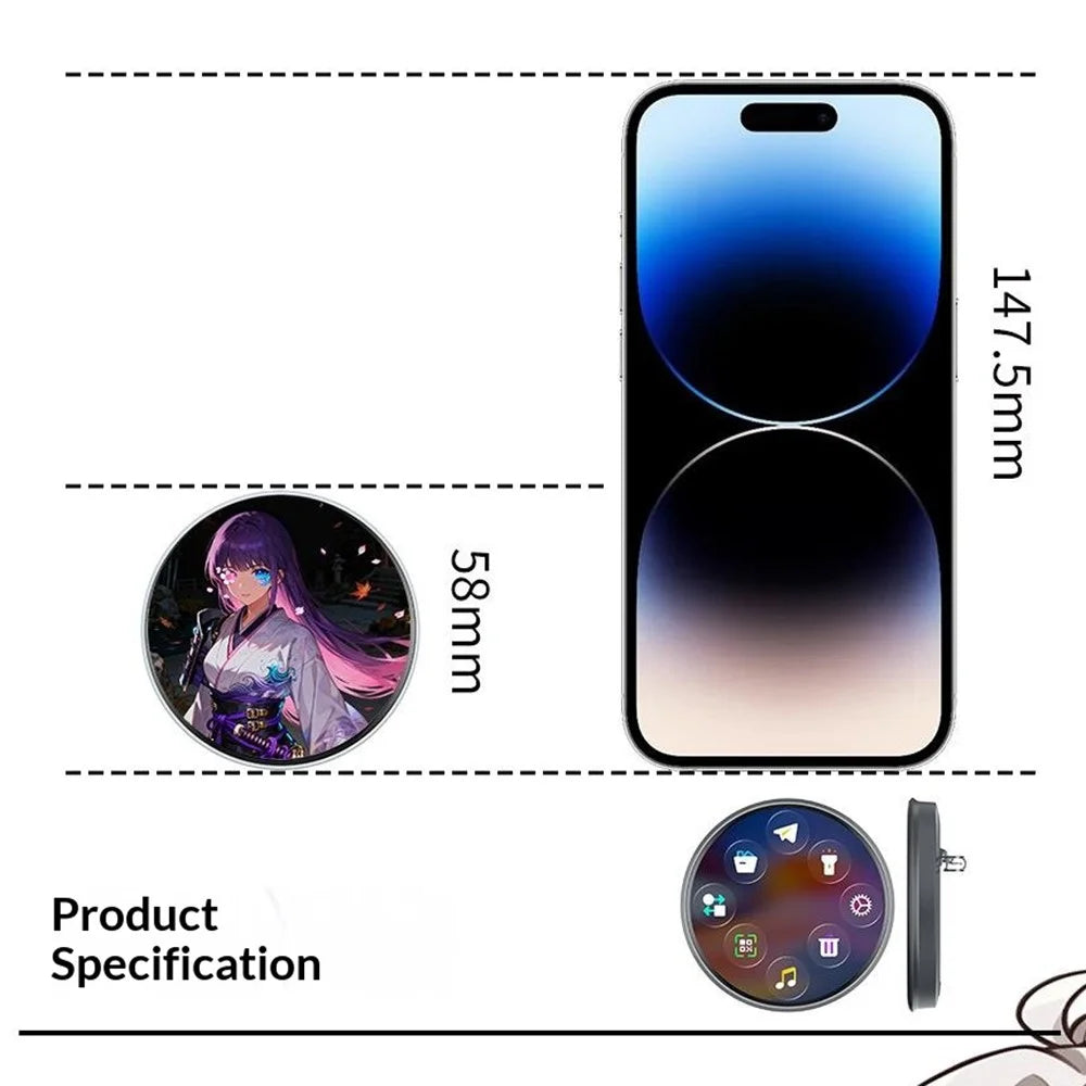 BW01 Electronic Badge 1.85 Inch Touchscreen Bluetooth-compatible Anime Display Brooch Pin for Cosplay Events - Black - 7