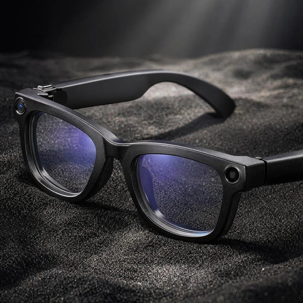 T100 Smart Glasses 8MP Camera AI Voice Assistant Translation Music Photo Anti-shake Dual Mic Eyeglasses -Black - 2