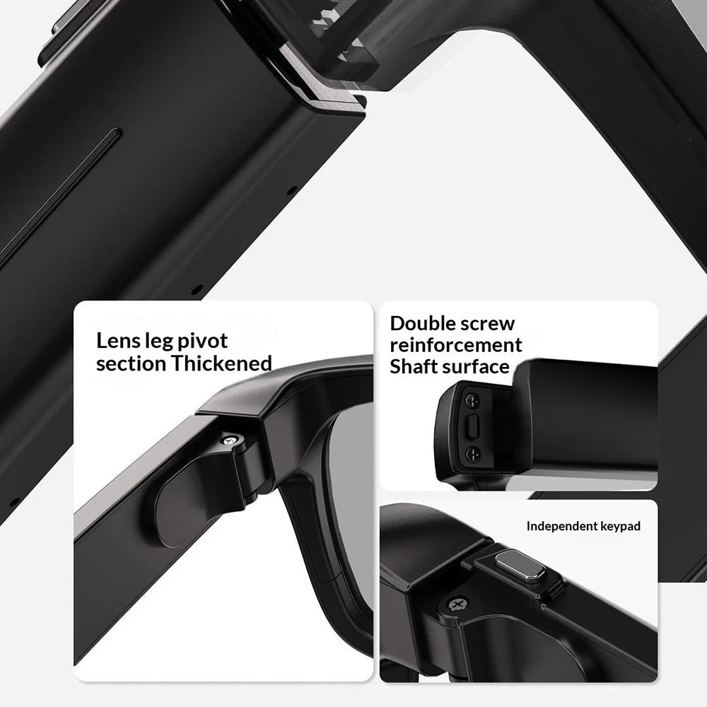 T100 Smart Glasses 8MP Camera AI Voice Assistant Translation Music Photo Anti-shake Dual Mic Eyeglasses -Black - 7