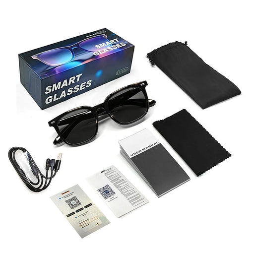 F70 AI Smart Bluetooth-compatible Glasses Cycling Driving Call Photochromic Lens Eyeglasses - Black Frame  /  Grey Lens - 1
