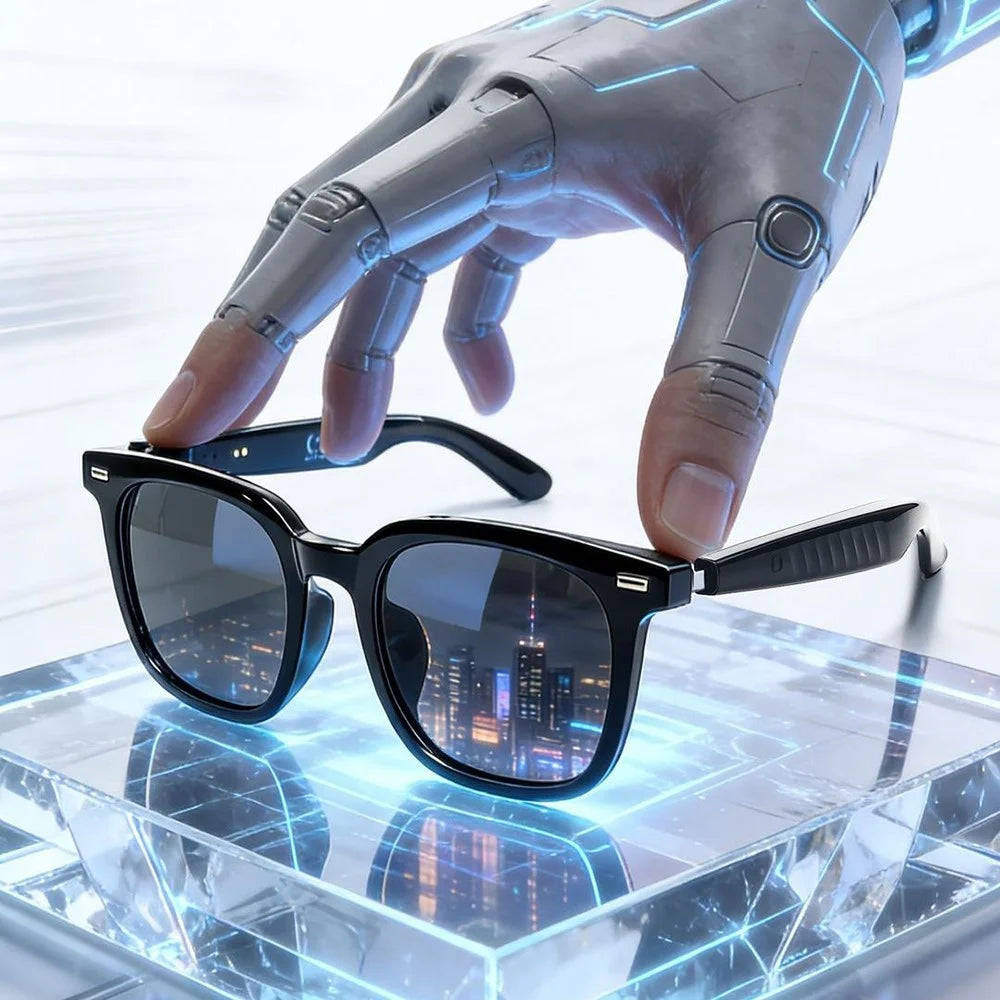 F70 AI Smart Bluetooth-compatible Glasses Cycling Driving Call Photochromic Lens Eyeglasses - Black Frame  /  Grey Lens - 3