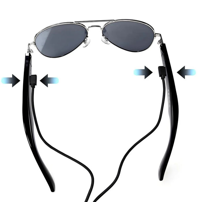 F61 AI Smart Glasses Bluetooth-compatible Translation 100+ Languages Voice Navigation Music Call Eyeglasses - Silver Frame  /  Grey Lens - 2