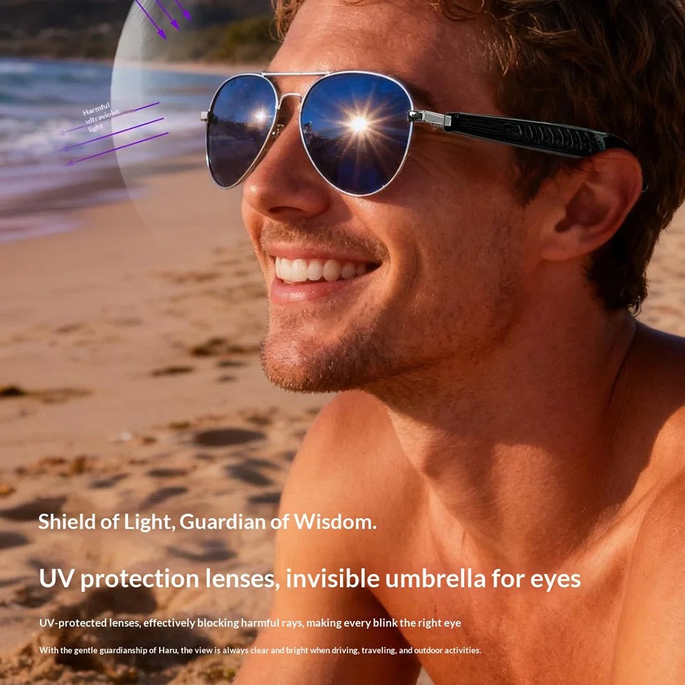 F61 AI Smart Glasses Bluetooth-compatible Translation 100+ Languages Voice Navigation Music Call Eyeglasses - Silver Frame  /  Grey Lens - 5
