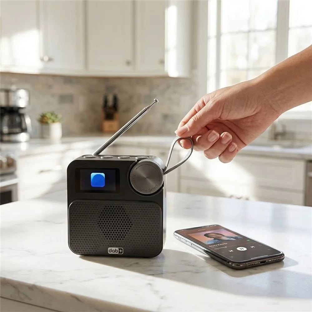 P2D 1.47 Inch Bluetooth-compatible Portable DAB Radio with TF Card MP3 Player - Black - 6