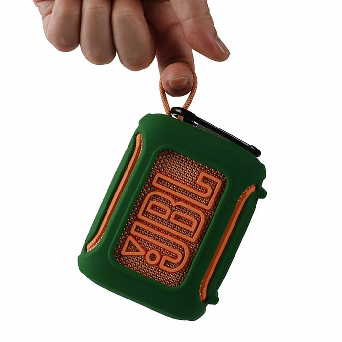 Silicone Case for JBL GO 5 Bluetooth-compatible Speaker Shockproof Protective Cover with Carabiner & Strap - Orange - 2