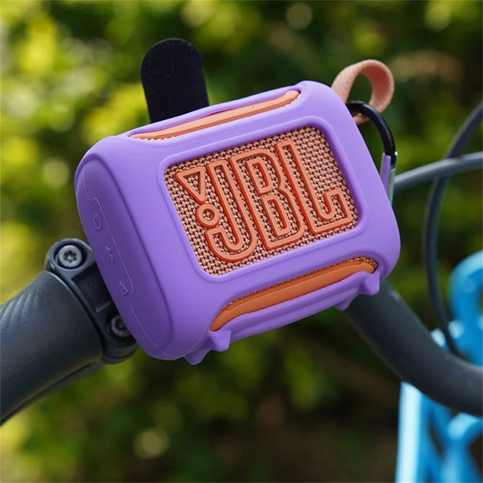 Silicone Case for JBL GO 5 Bluetooth-compatible Speaker Shockproof Protective Cover with Carabiner & Strap - Orange - 3