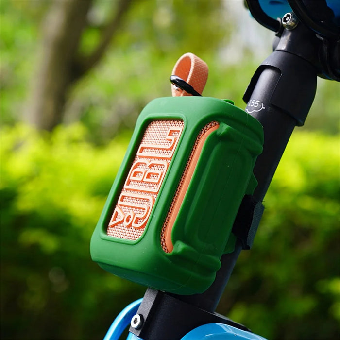 Silicone Case for JBL GO 5 Bluetooth-compatible Speaker Shockproof Protective Cover with Carabiner & Strap - Orange - 5