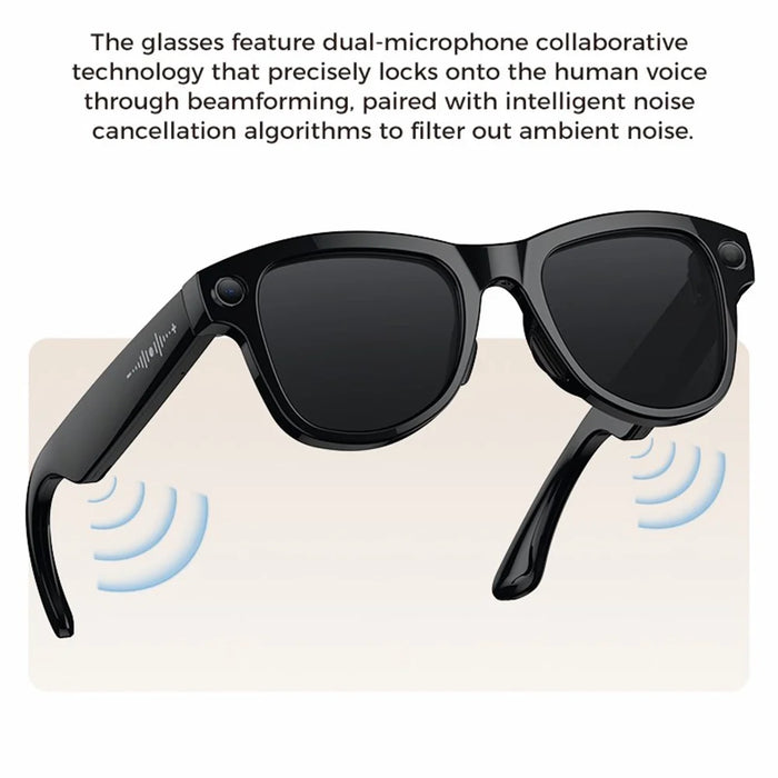 M02 AI Smart Glasses 8MP Camera 4K Video Recording Bluetooth-compatible 5.3 Translation Eyeglasses for Photography - Black Frame - 3