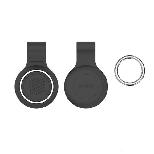 Silicone Case for Apple AirTag Bluetooth-compatible Tracker Dual Color Protective Cover with Anti-loss Clip - White - 1