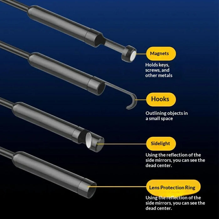 HD813 10m Hard Wire Industrial Borescope 1080P HD 4.3 Inch IPS Screen 8mm Camera Lens IP67 Waterproof Inspection Endoscope - Black - 7