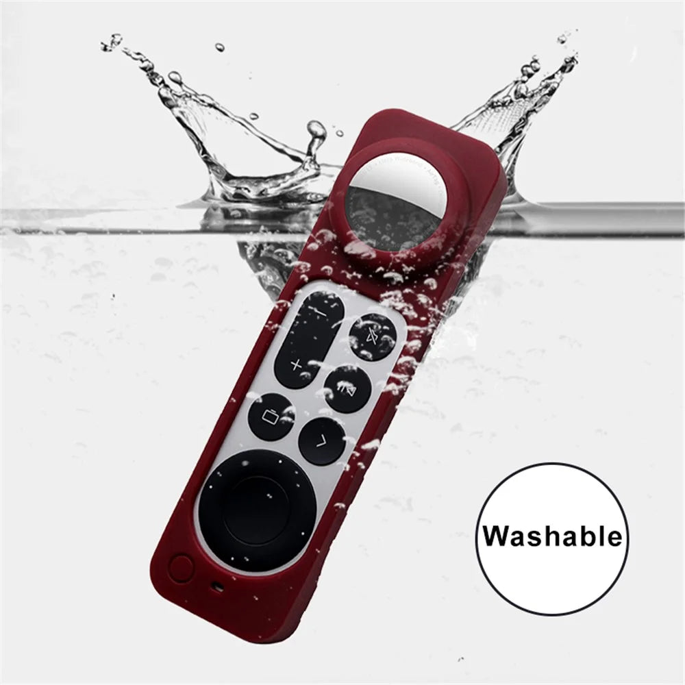 2-in-1 Remote Controller Bluetooth-compatible Tracker Soft Silicone Protective Sleeve Cover for Apple TV HD/4K AirTag - Black - 3