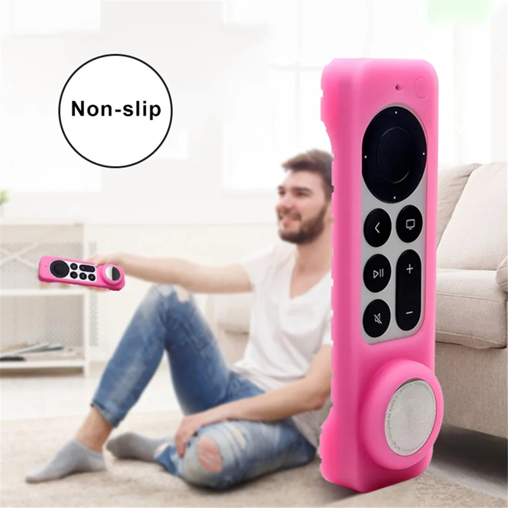 2-in-1 Remote Controller Bluetooth-compatible Tracker Soft Silicone Protective Sleeve Cover for Apple TV HD/4K AirTag - Black - 4