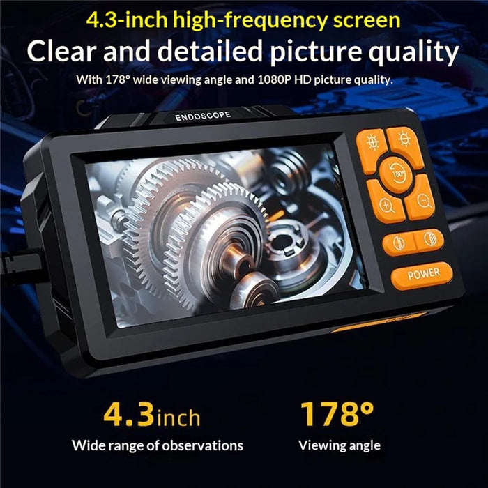 HD813 4.3 Inch Industrial Endoscope with 10m Hard Wire 1080P HD Camera Dual Lens 8mm Digital Borescope for Automotive Pipe Inspection - Black - 3