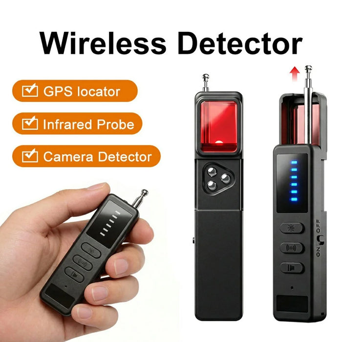 DT01 Wireless Signal Detector Hidden Camera Locator Anti-Spy RF Bug Finder GPS Tracker Detector - Black - 4