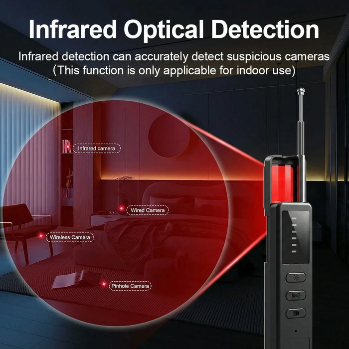 DT01 Wireless Signal Detector Hidden Camera Locator Anti-Spy RF Bug Finder GPS Tracker Detector - Black - 7