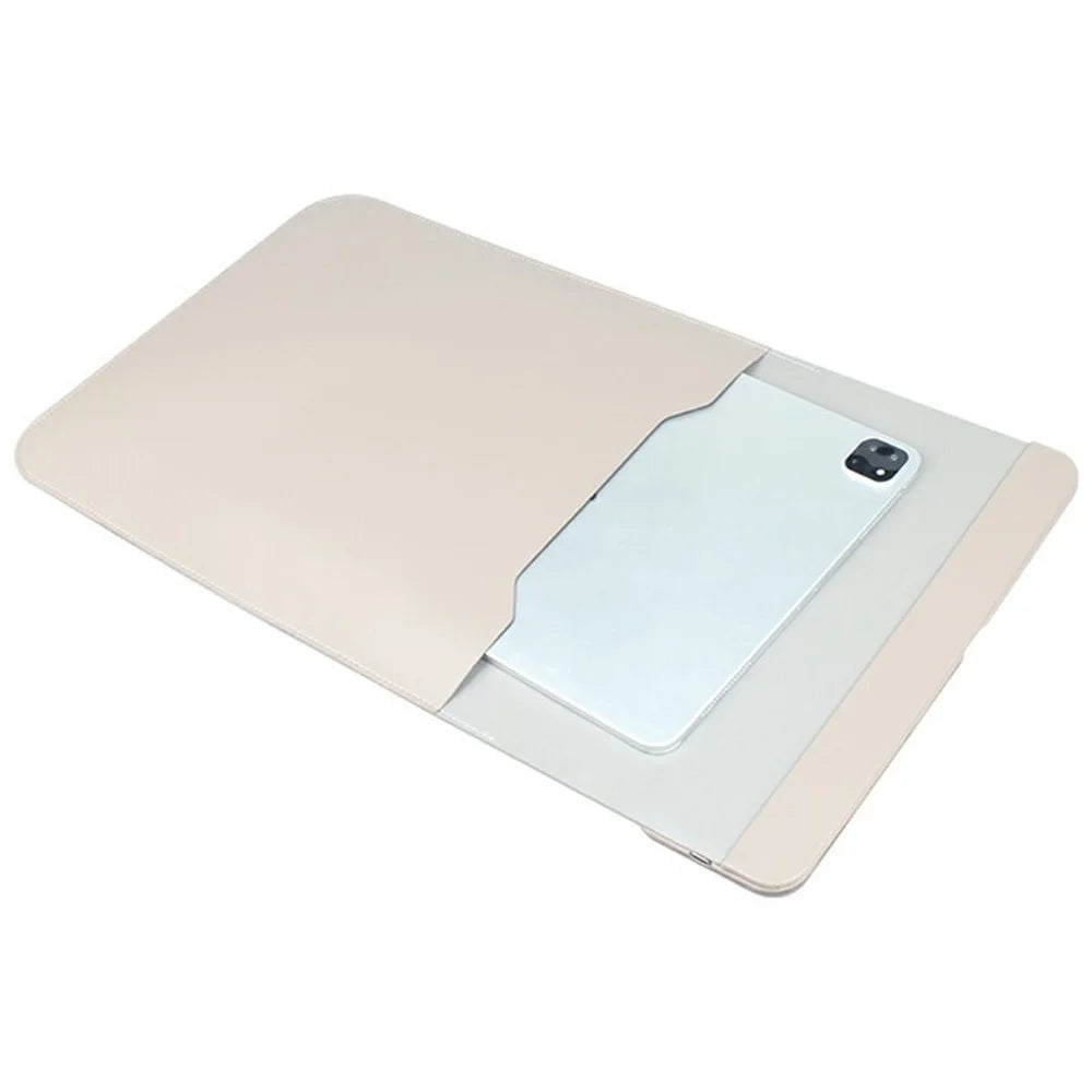 S112 3-in-1 Multifunctional PU Leather Laptop Sleeve with Magnetic Wireless 15W Fast Charging Pad Stand for Phone Earbuds - Grey - 4