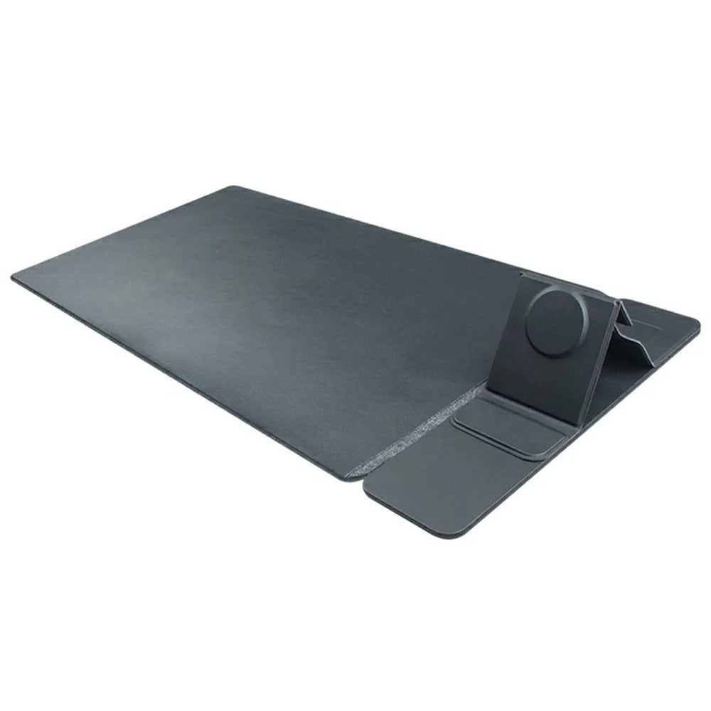 S111 3-in-1 Magnetic Wireless Charger Office Desktop Pad 15W Fast Charging Mouse Pad for Phone Watch Earbuds - Black - 1