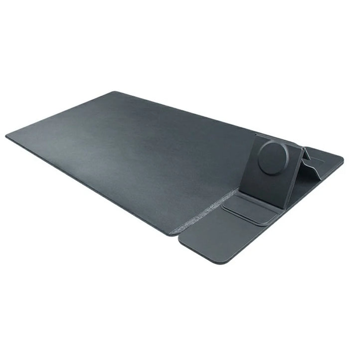 S111 3-in-1 Magnetic Wireless Charger Office Desktop Pad 15W Fast Charging Mouse Pad for Phone Watch Earbuds - Black - 1