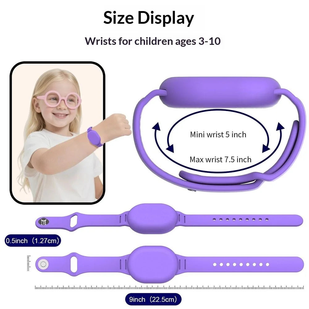 For Xiaomi Tag Silicone Watch Strap Kids Waterproof Adjustable Protective Case Band - Purple - 5