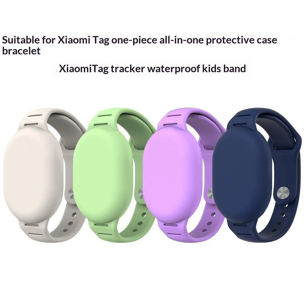 For Xiaomi Tag Silicone Watch Strap Kids Waterproof Adjustable Protective Case Band - Purple - 6